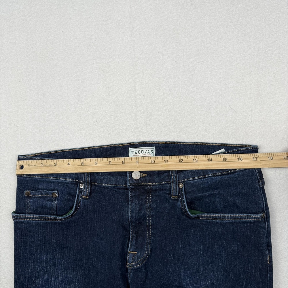Tecovas Jeans Mens 33x30 Dark Wash Blue Slim Straight Stretch Denim 5 Pocket - Picture 4 of 9